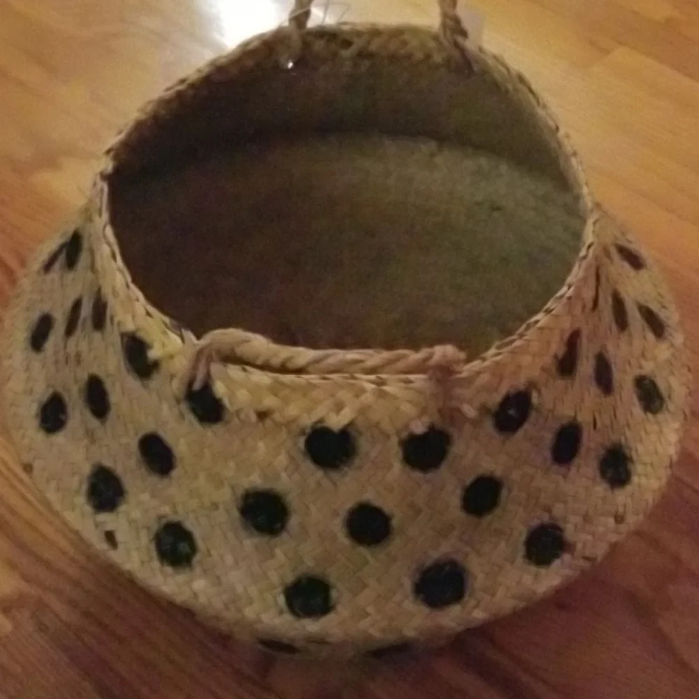 Round Dotted Wicker Collapsible Basket